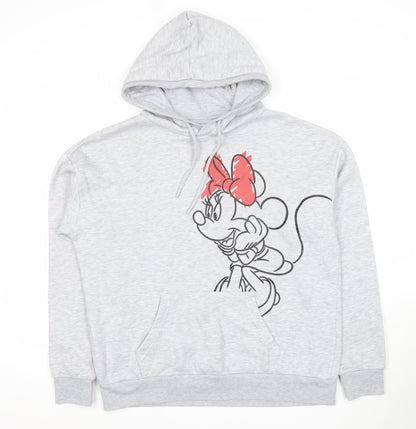 Disney Women’s Grey Hoodie Minnie Mouse Print Size 10/12 Pullover