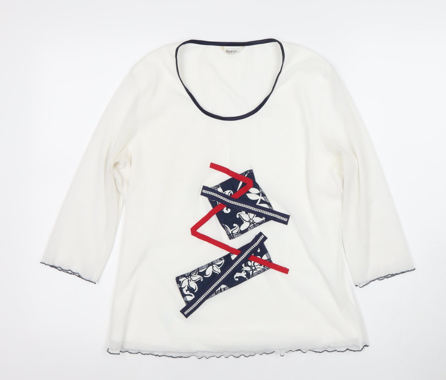 Avalon Collection Women's White 3/4 Sleeve Scoop Neck T-Shirt Size 14
