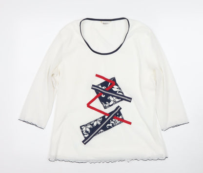 Avalon Collection Women's White 3/4 Sleeve Scoop Neck T-Shirt Size 14
