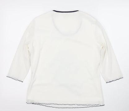 Avalon Collection Women's White 3/4 Sleeve Scoop Neck T-Shirt Size 14