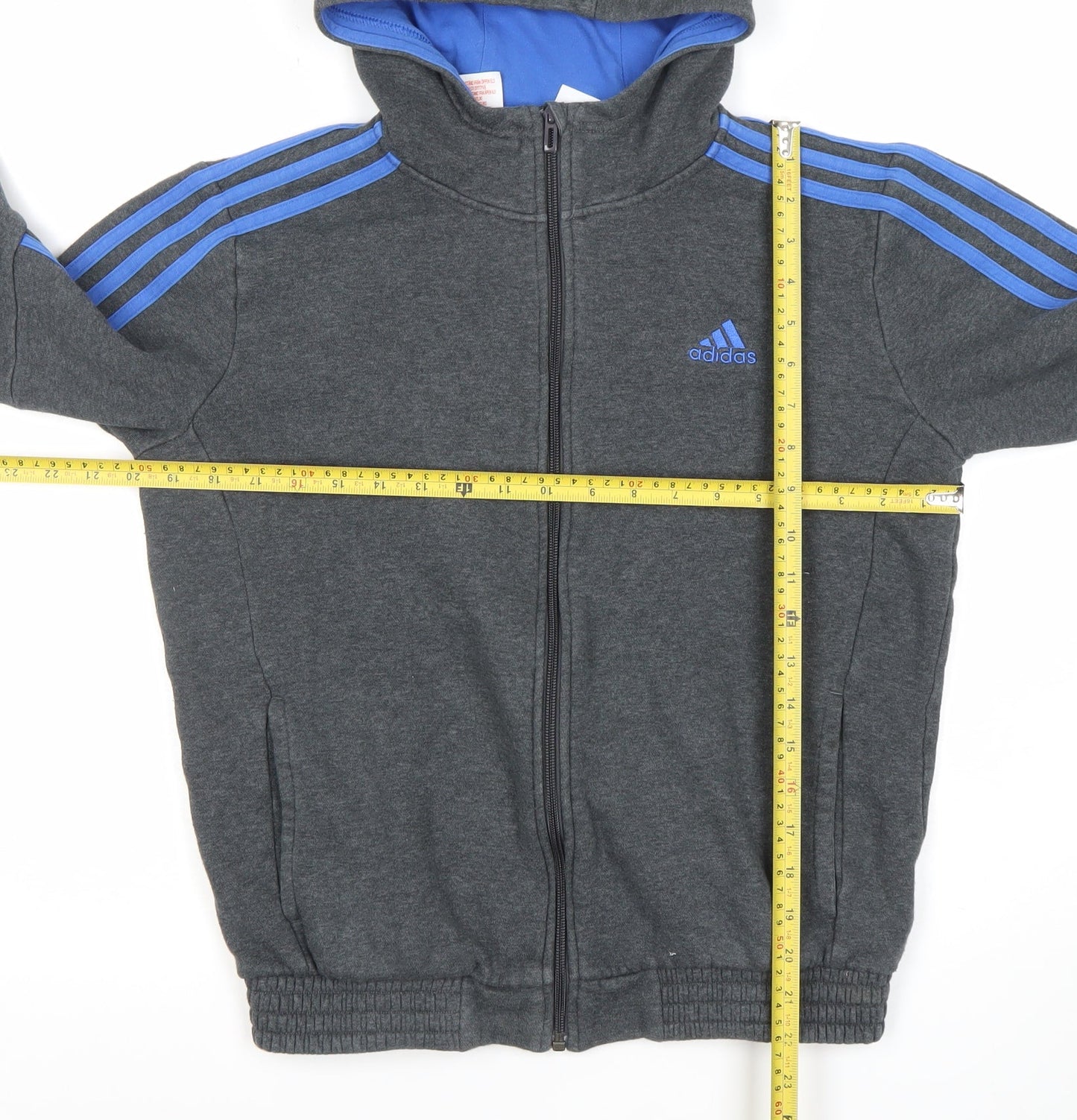 Boys UK Size 13-14 Years adidas Grey Full Zip Hoodie