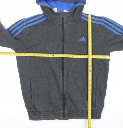 Boys UK Size 13-14 Years adidas Grey Full Zip Hoodie