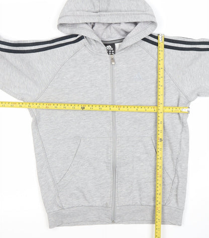 Adidas Boys Grey Full Zip Hoodie Size 11-12 Years Performance Essentials