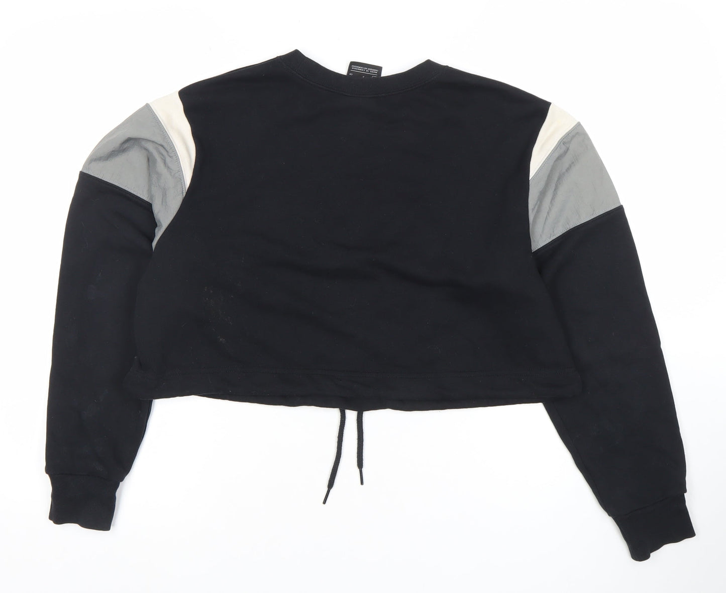 Nike Women's Black Cropped Pullover Sweatshirt S Colourblock Logo