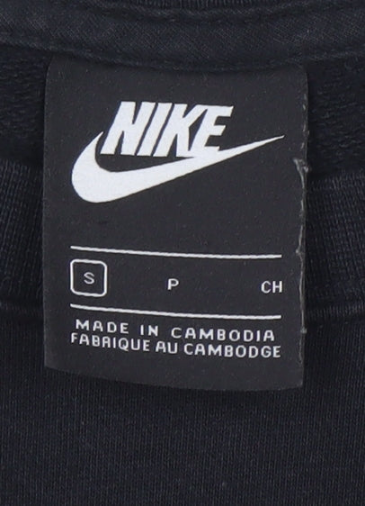 Nike Women's Black Cropped Pullover Sweatshirt S Colourblock Logo