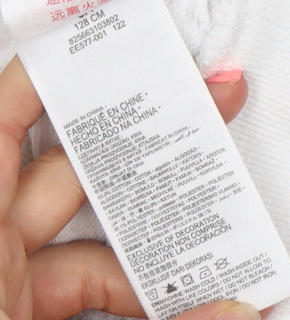 Levi's Girls White Pullover Hoodie 8 Years Fleece Logo Graphic Cotton Blend