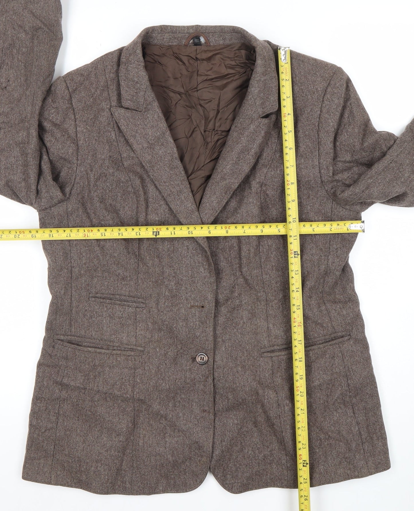Your Sixth Sense Women’s Brown Tweed Wool Blend Blazer Size 16