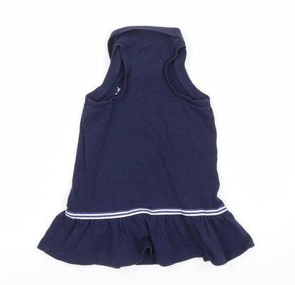 Ralph Lauren Girls Navy Blue Sleeveless Polo Dress 8 Years Collared Cotton