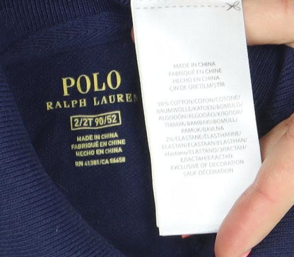 Ralph Lauren Girls Navy Blue Sleeveless Polo Dress 8 Years Collared Cotton