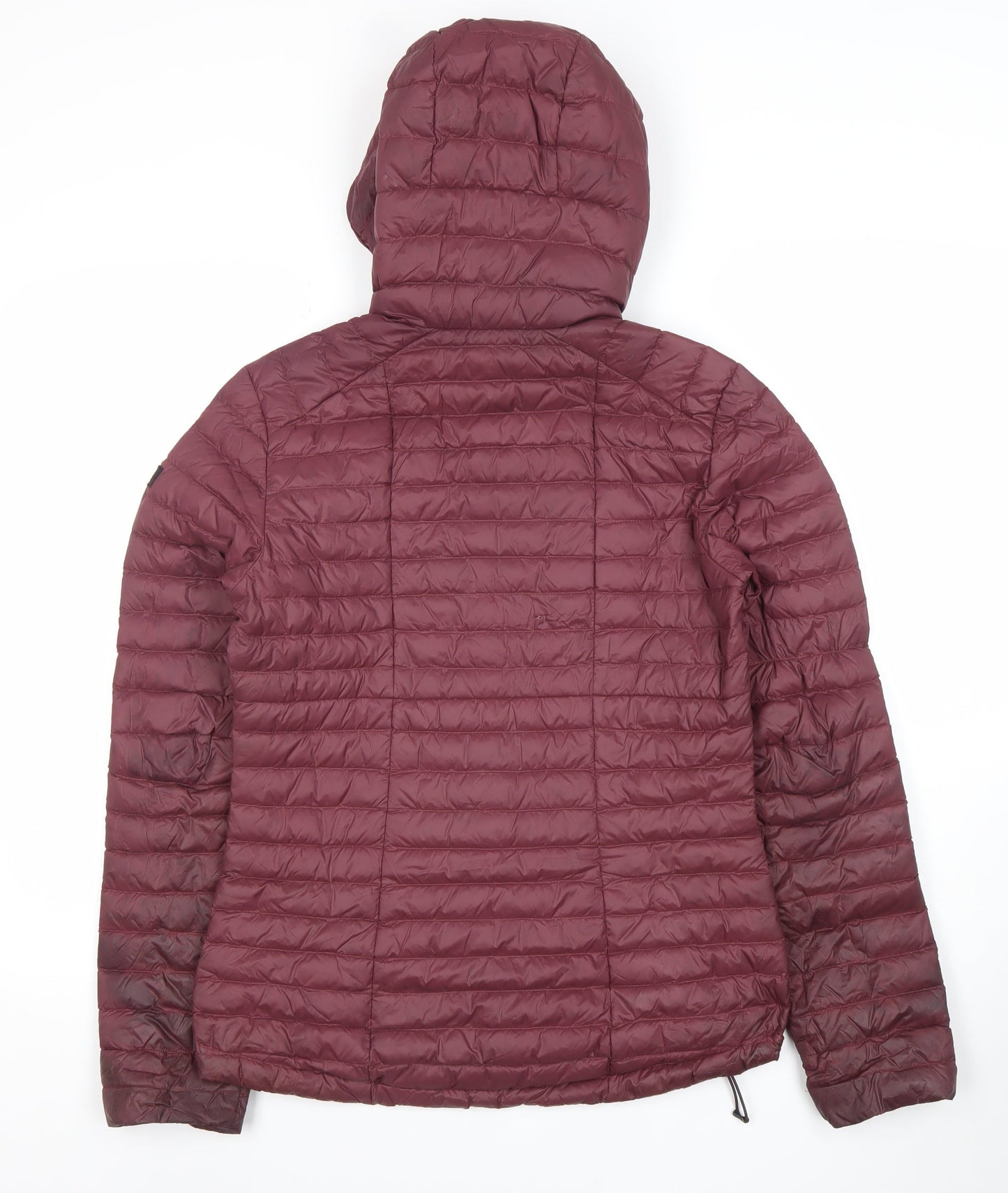 Decathlon Women's Red Hooded Puffer Jacket XS Lightweight Down Warm Coat