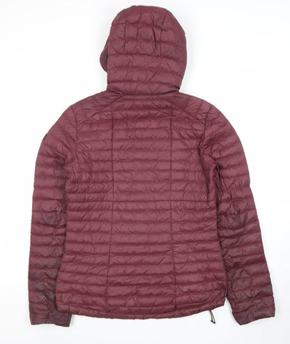 Decathlon Women's Red Hooded Puffer Jacket XS Lightweight Down Warm Coat