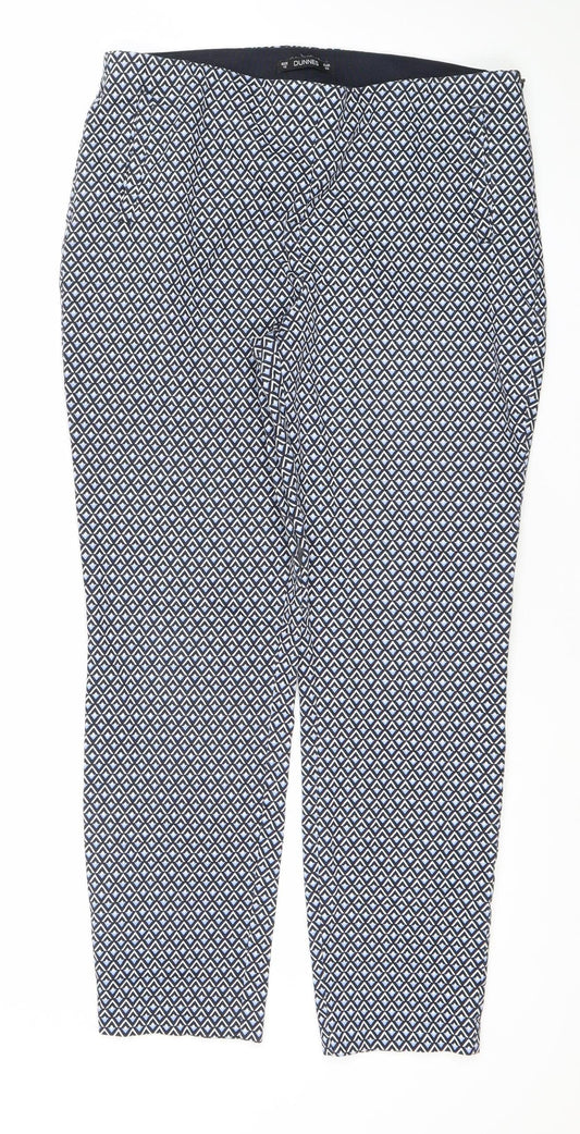 Dunnes Women’s Blue Geometric Stretch Jersey Trousers Size 12
