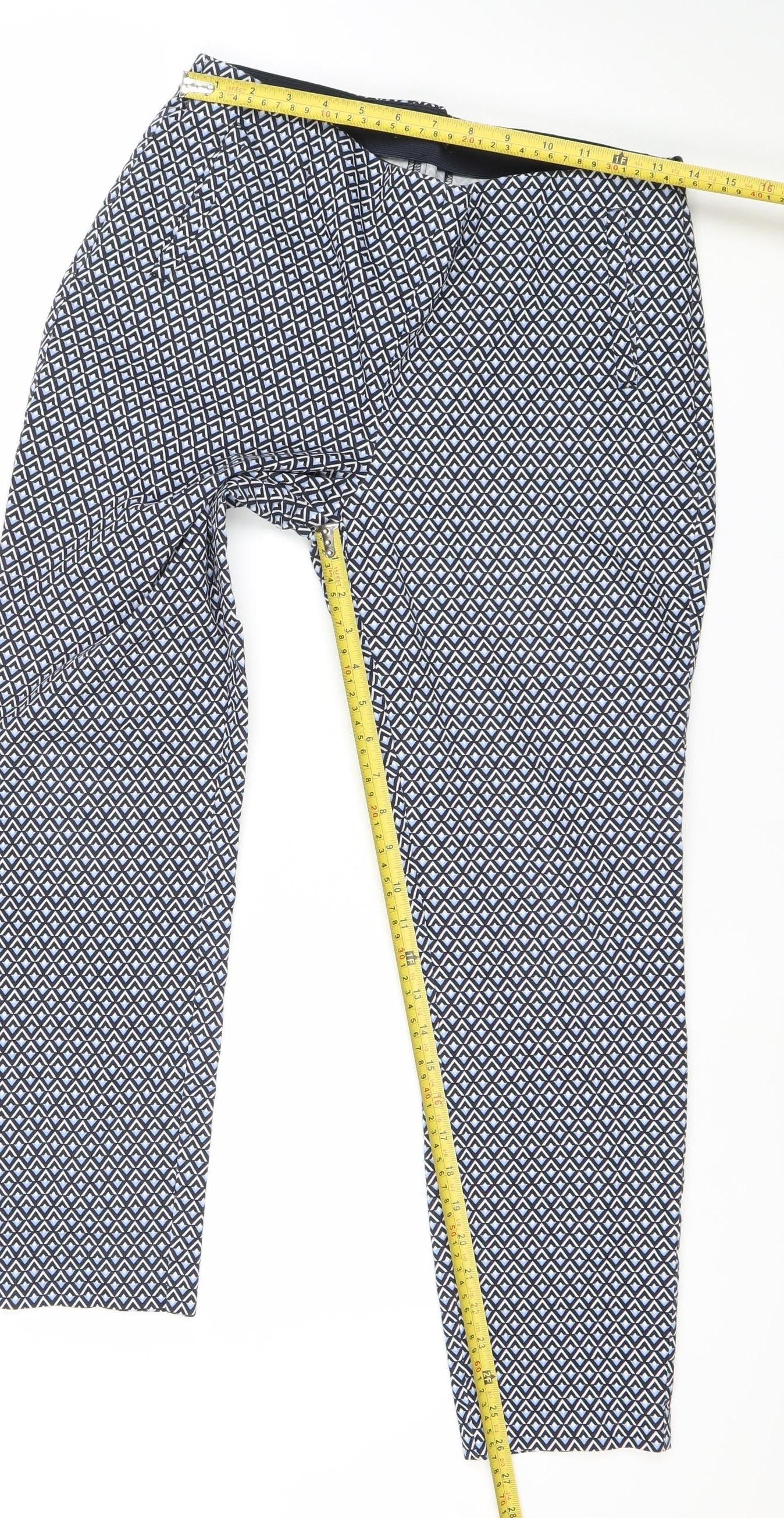 Dunnes Women’s Blue Geometric Stretch Jersey Trousers Size 12