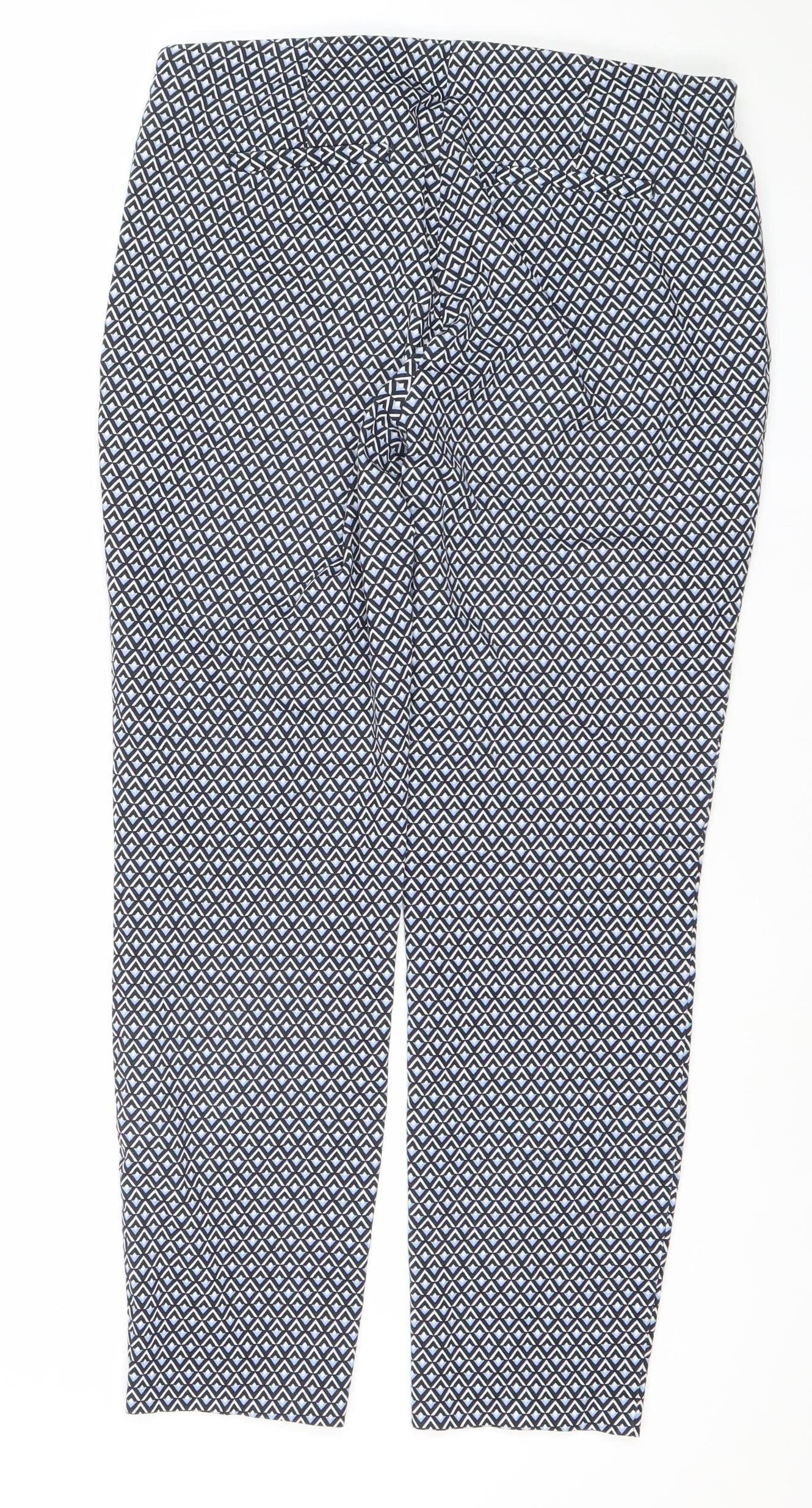Dunnes Women’s Blue Geometric Stretch Jersey Trousers Size 12