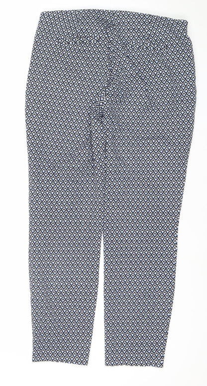 Dunnes Women’s Blue Geometric Stretch Jersey Trousers Size 12