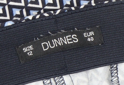 Dunnes Women’s Blue Geometric Stretch Jersey Trousers Size 12
