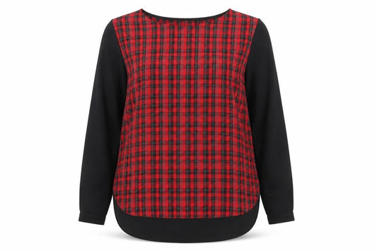 Savida Women’s Red Check Long Sleeve Blouse Size 14