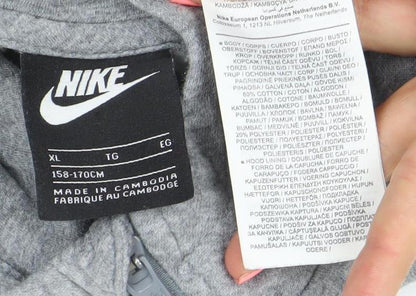 Nike Boys Grey Full Zip Hoodie XL Cotton Blend Casual Sportswear