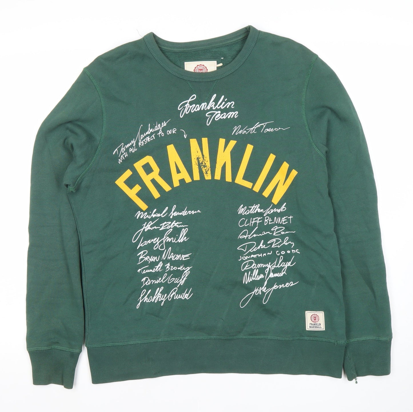 Franklin & Marshall Men's Green XS Crew Neck Graphic Sweatshirt