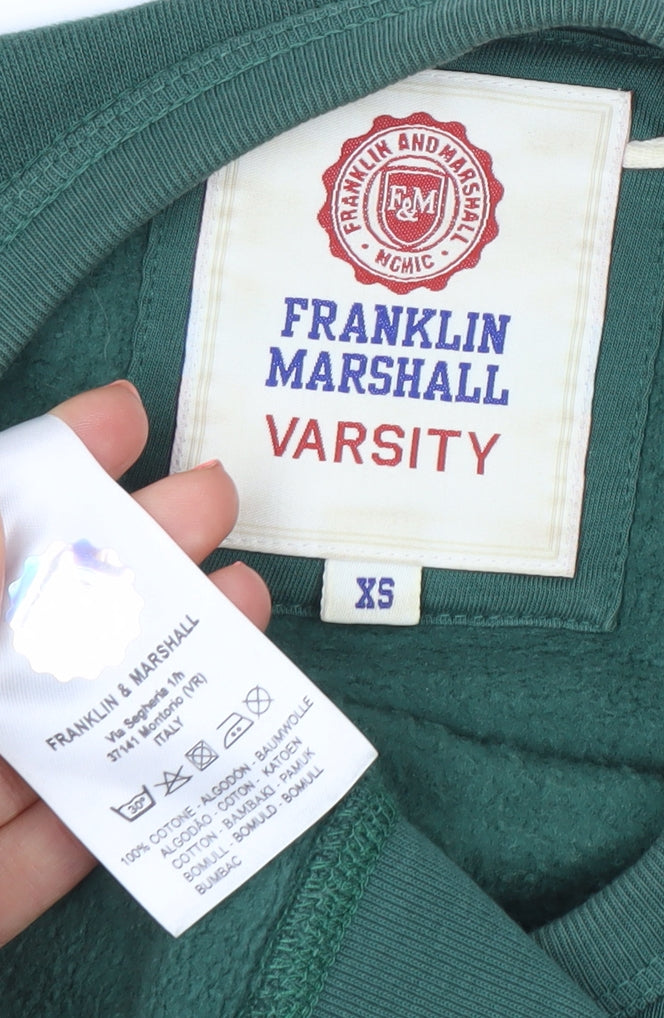 Franklin & Marshall Men's Green XS Crew Neck Graphic Sweatshirt