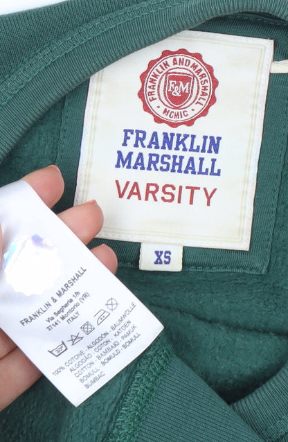 Franklin & Marshall Men's Green XS Crew Neck Graphic Sweatshirt
