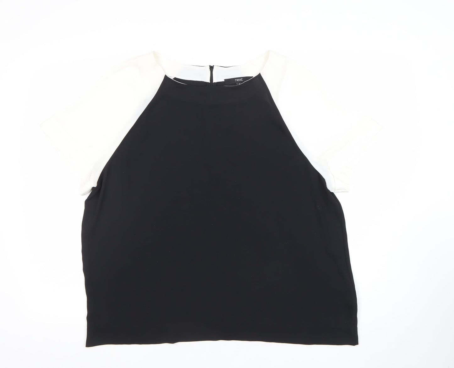 Next Women Black White Colourblock Short Sleeve Top Size 18