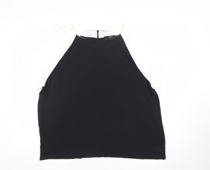 Next Women Black White Colourblock Short Sleeve Top Size 18