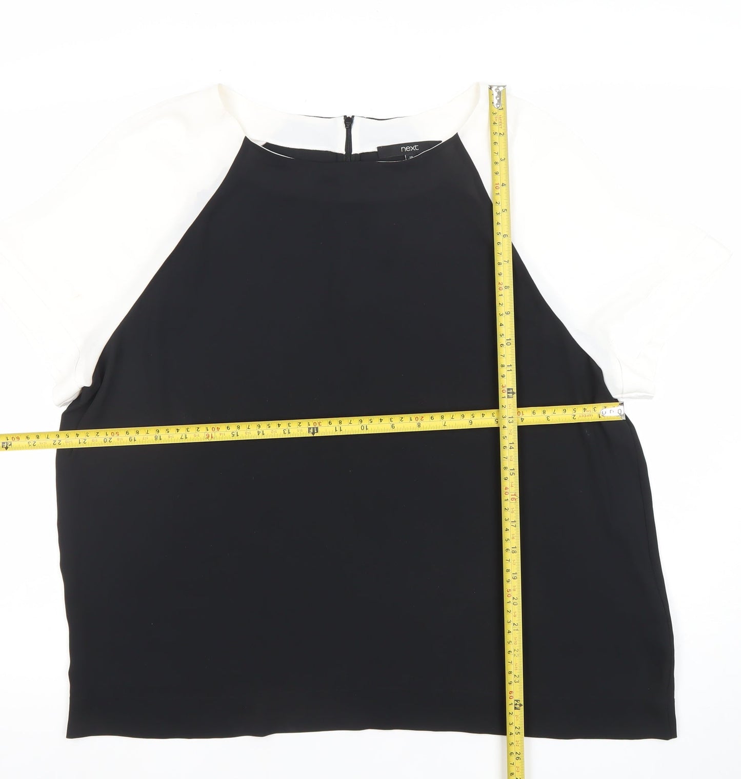 Next Women Black White Colourblock Short Sleeve Top Size 18