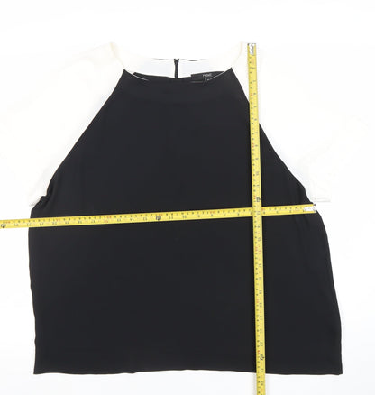 Next Women Black White Colourblock Short Sleeve Top Size 18