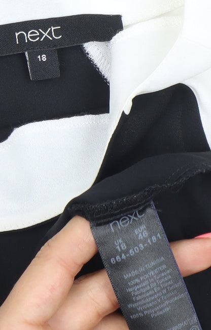 Next Women Black White Colourblock Short Sleeve Top Size 18