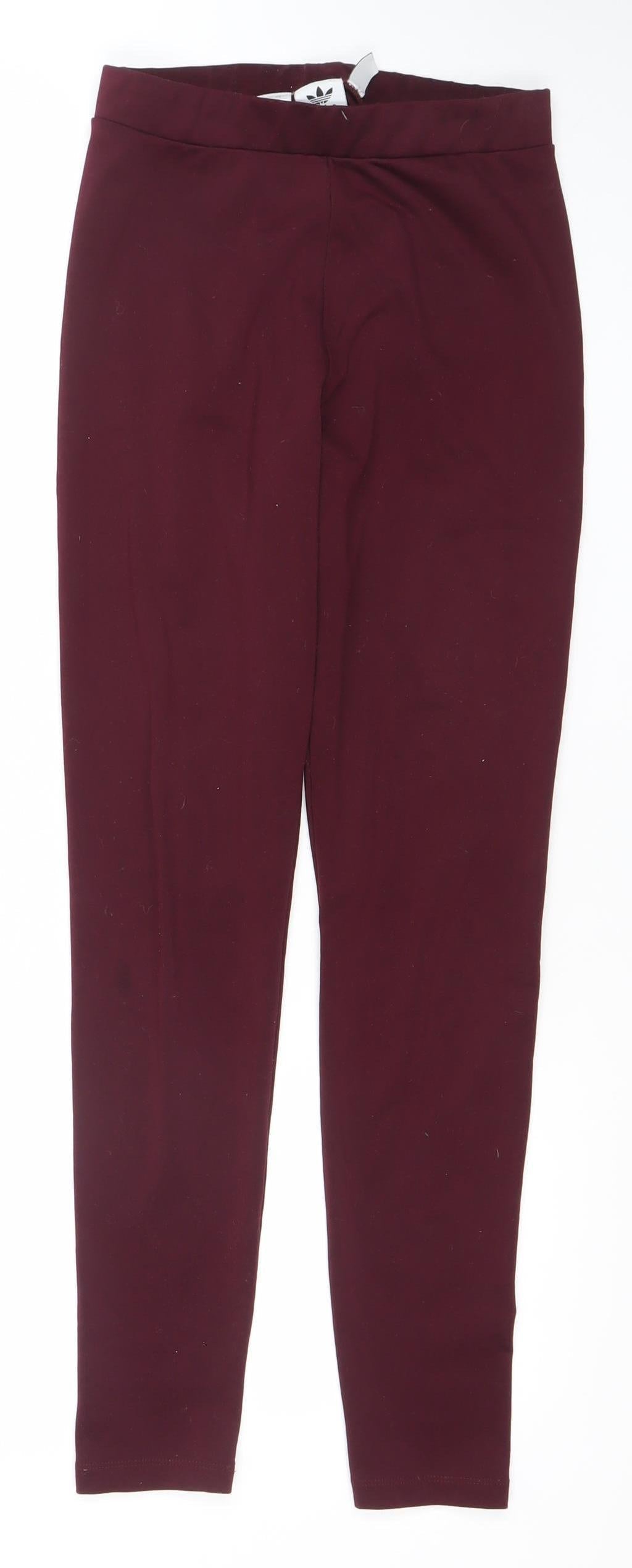 Adidas Womens Red Leggings Size 10 Slim Fit Activewear Trousers