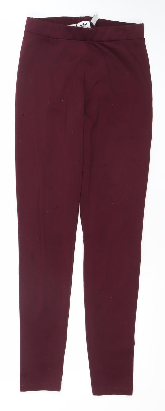 Adidas Womens Red Leggings Size 10 Slim Fit Activewear Trousers