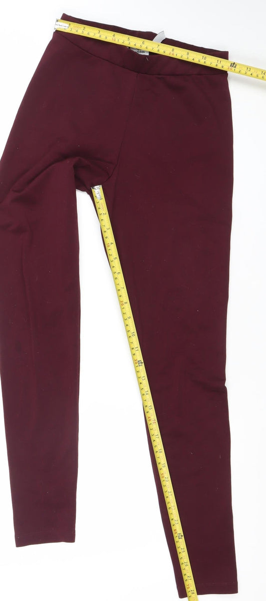 Adidas Womens Red Leggings Size 10 Slim Fit Activewear Trousers
