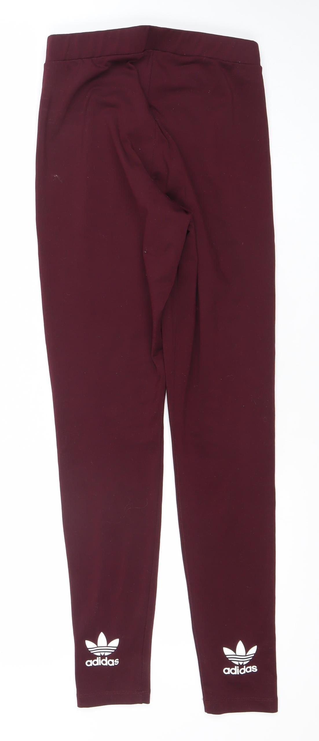 Adidas Womens Red Leggings Size 10 Slim Fit Activewear Trousers