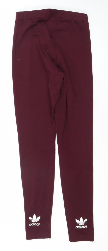 Adidas Womens Red Leggings Size 10 Slim Fit Activewear Trousers