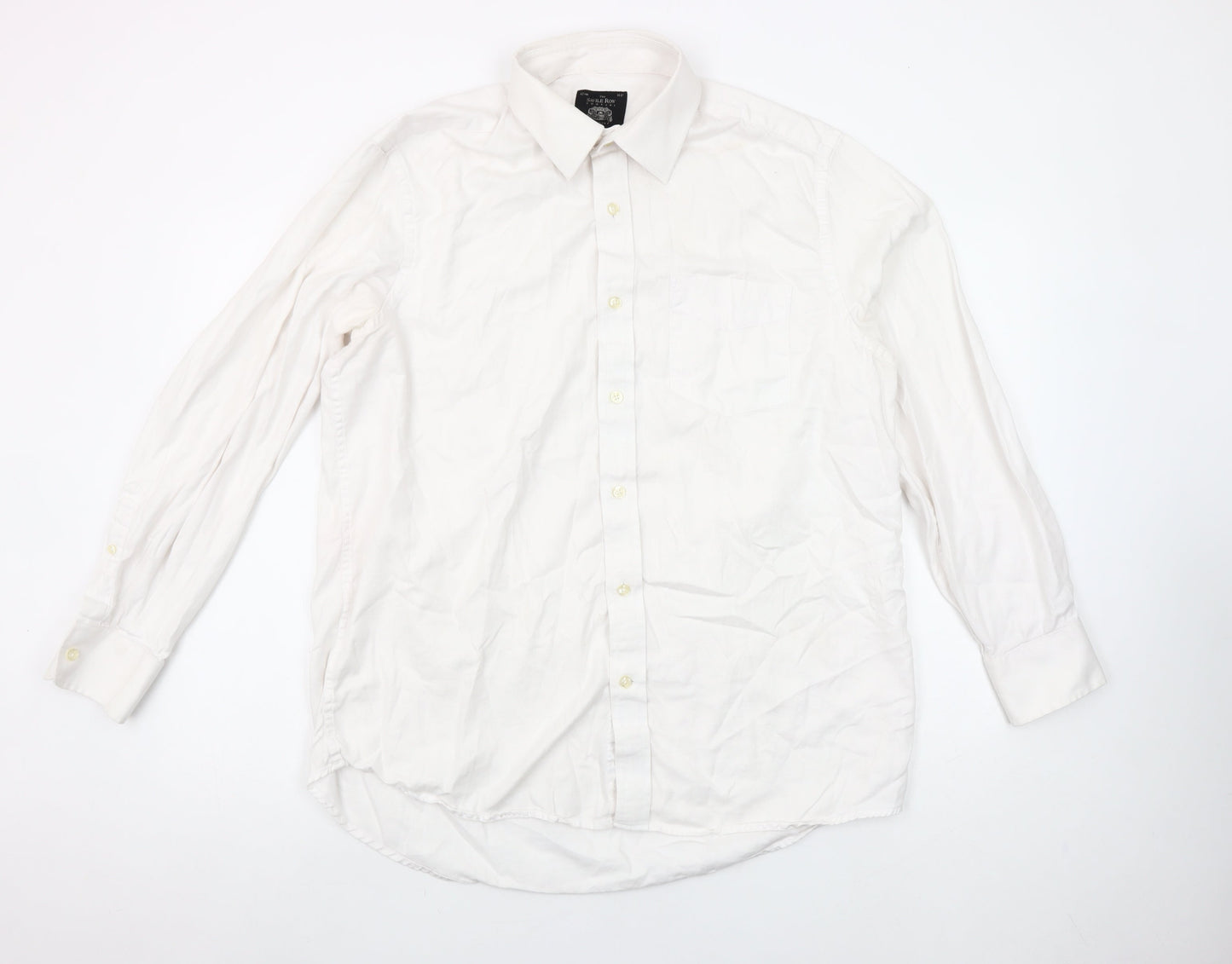 The Savile Row Company Men’s White Classic Fit Long Sleeve Cotton Button-Up Shirt Size 16.5