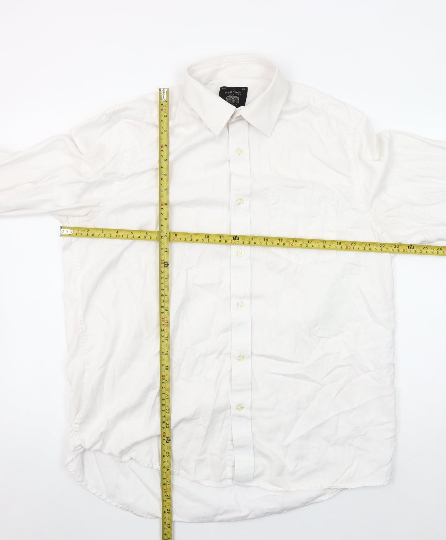 The Savile Row Company Men’s White Classic Fit Long Sleeve Cotton Button-Up Shirt Size 16.5