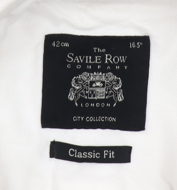 The Savile Row Company Men’s White Classic Fit Long Sleeve Cotton Button-Up Shirt Size 16.5