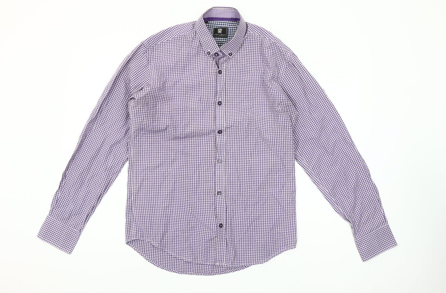 Steel & Jelly Men's Purple Check Button-Down Long Sleeve Cotton Shirt M