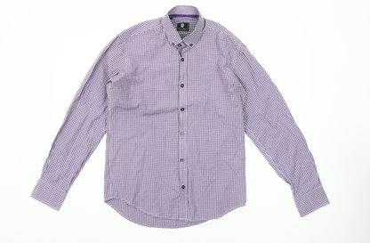 Steel & Jelly Men's Purple Check Button-Down Long Sleeve Cotton Shirt M