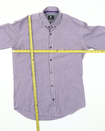 Steel & Jelly Men's Purple Check Button-Down Long Sleeve Cotton Shirt M
