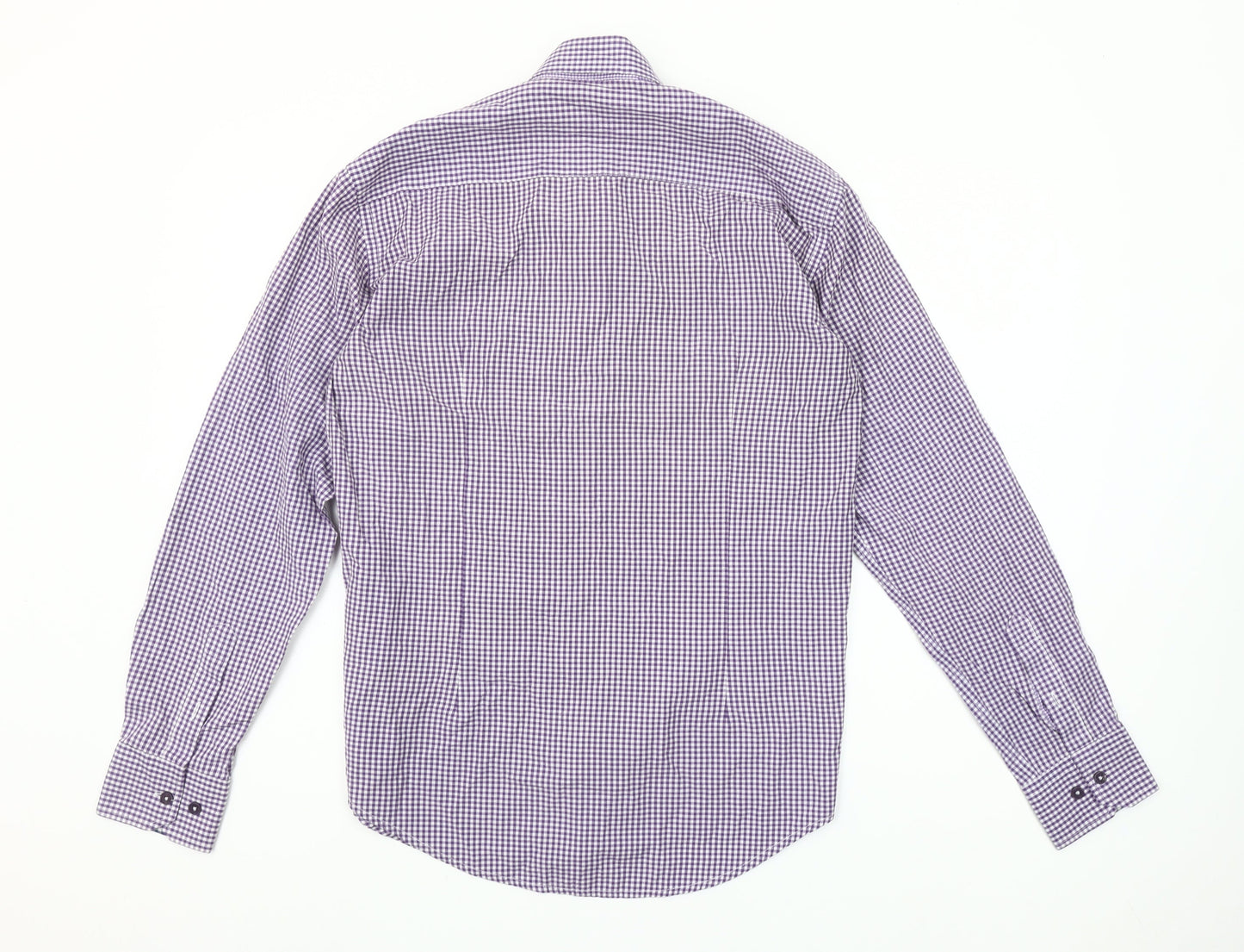 Steel & Jelly Men's Purple Check Button-Down Long Sleeve Cotton Shirt M