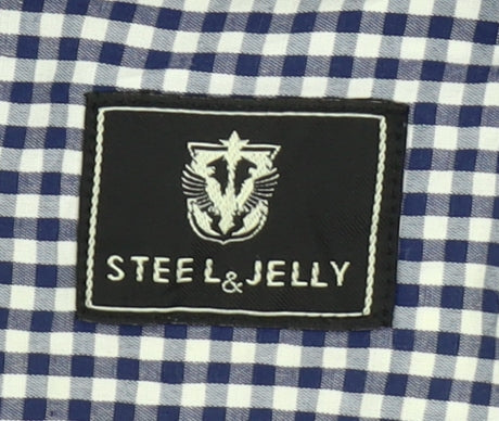 Steel & Jelly Men's Purple Check Button-Down Long Sleeve Cotton Shirt M