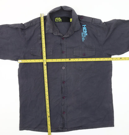 Henleys Project Deluxe Men's Grey Cotton Button-Up Shirt XL