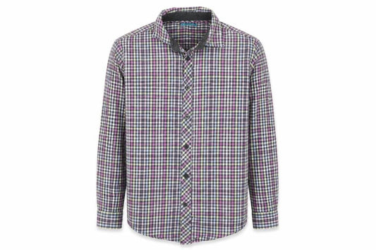 Marks and Spencer Boys Lilac Check Long Sleeve Button-Up Shirt Age 13