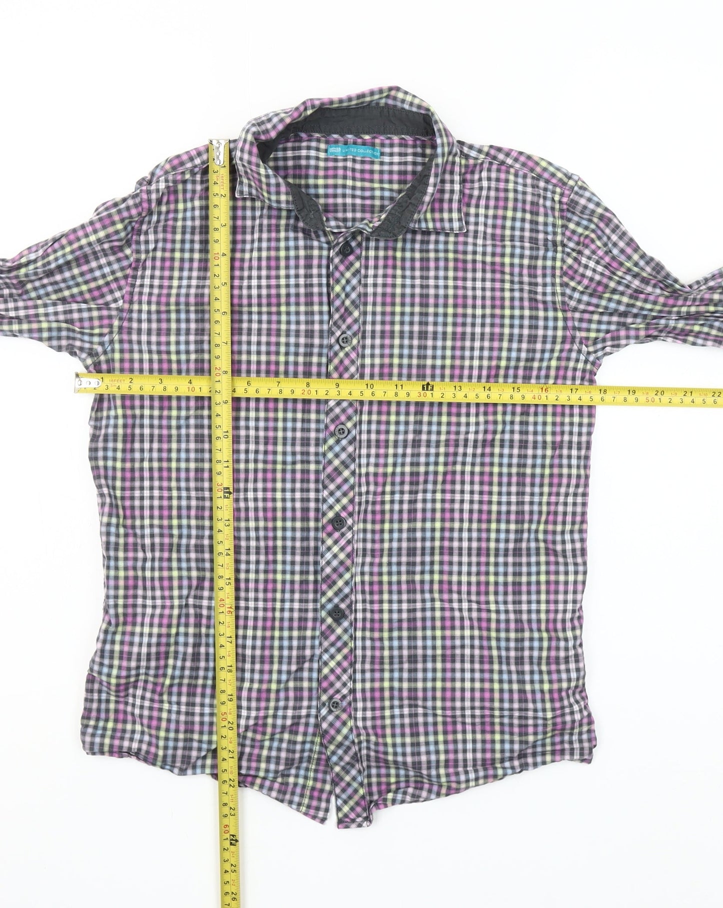 Marks and Spencer Boys Lilac Check Long Sleeve Button-Up Shirt Age 13