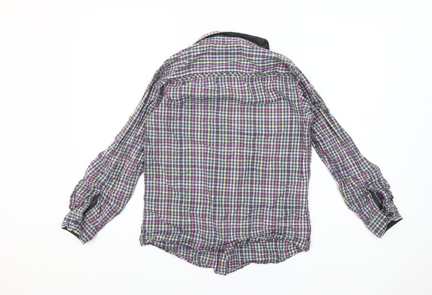Marks and Spencer Boys Lilac Check Long Sleeve Button-Up Shirt Age 13