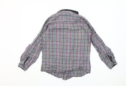Marks and Spencer Boys Lilac Check Long Sleeve Button-Up Shirt Age 13