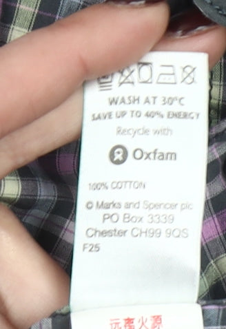 Marks and Spencer Boys Lilac Check Long Sleeve Button-Up Shirt Age 13