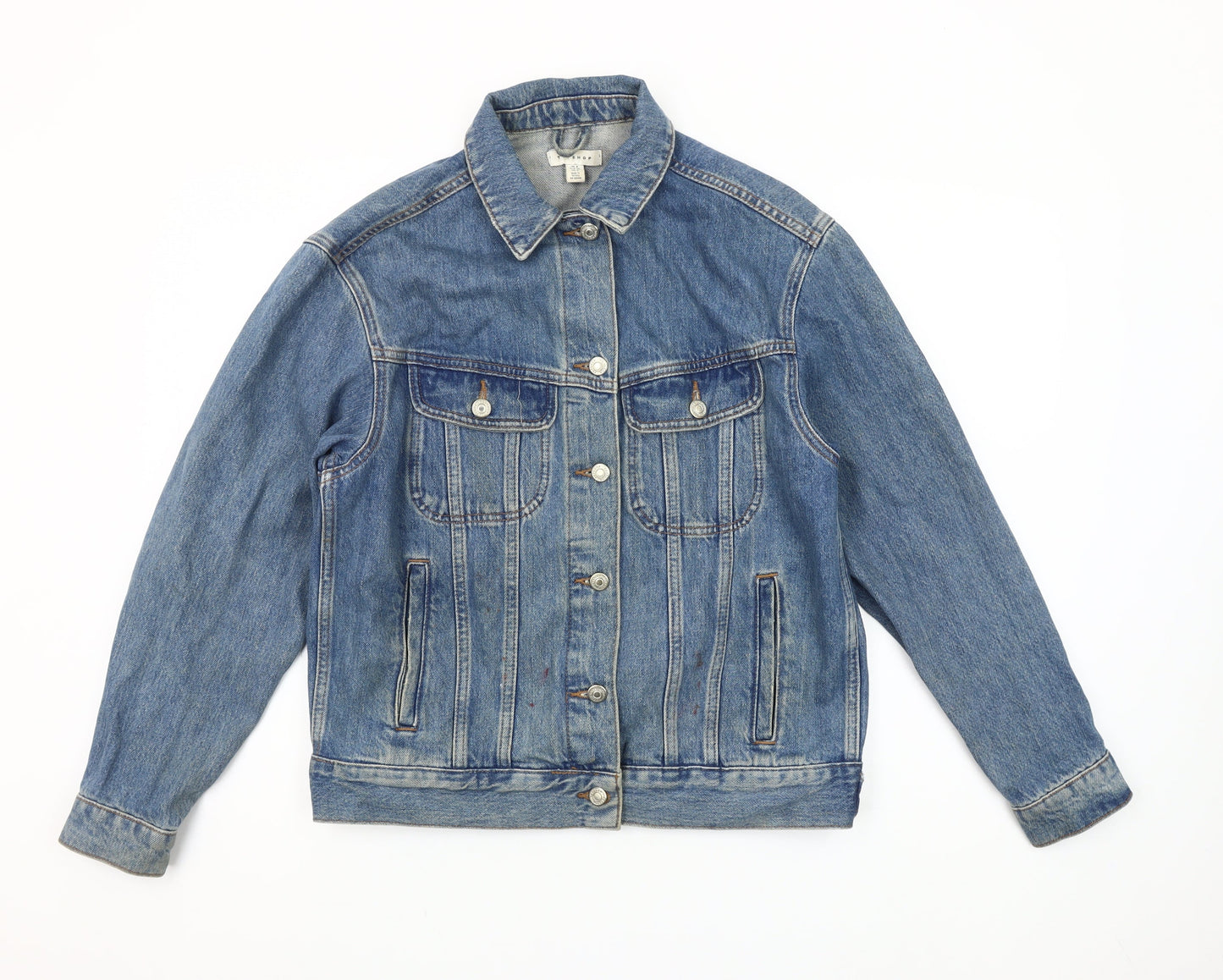 Topshop Women's Blue Denim Basic Jacket UK 8 Regular Fit